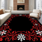 Crimson Snowflake Vine Frame Rug