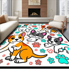 Playful Puppies And Paw Prints Collage Rug