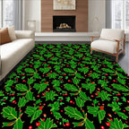 Christmas Holly Berries Repeating Pattern Rug
