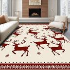 Crimson Deer Snowflakes Border Rug