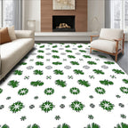 Green Palm Frond Medallion Collage Rug