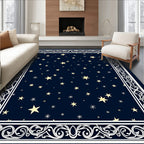 Navy Golden Starry Night Border Rug