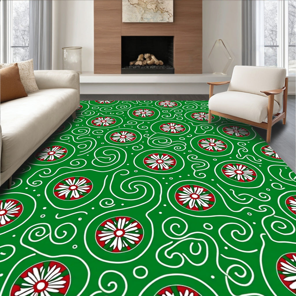 Christmas Ornament Medallion Swirl Rug