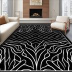 Bold Black White Abstract Organic Rug