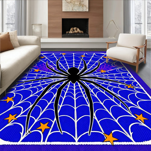 Black Spider Web Orange Stars Rug