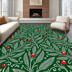 Emerald Green Holly Berry Foliage Rug
