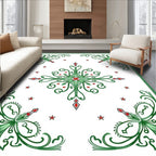 Green White Red Starburst Floral Rug