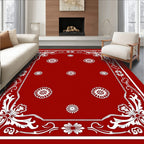 Classic Red Floral Medallion Border Rug
