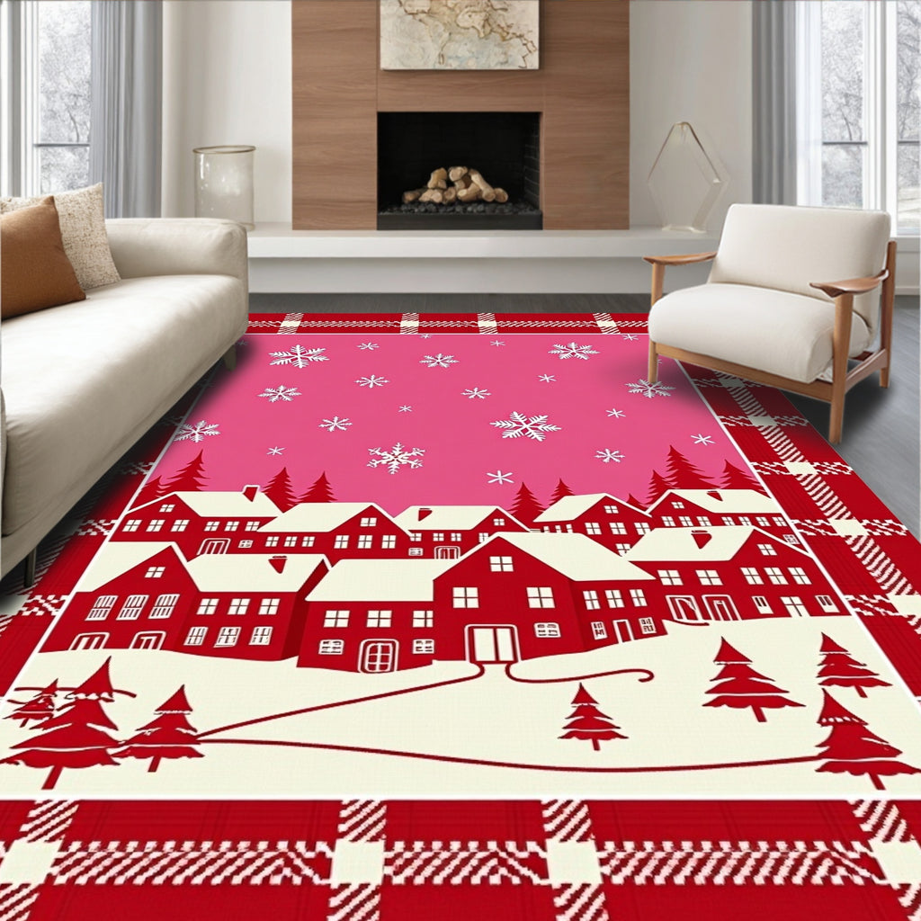 Cozy Winter Village Snowflake Scatter Rug