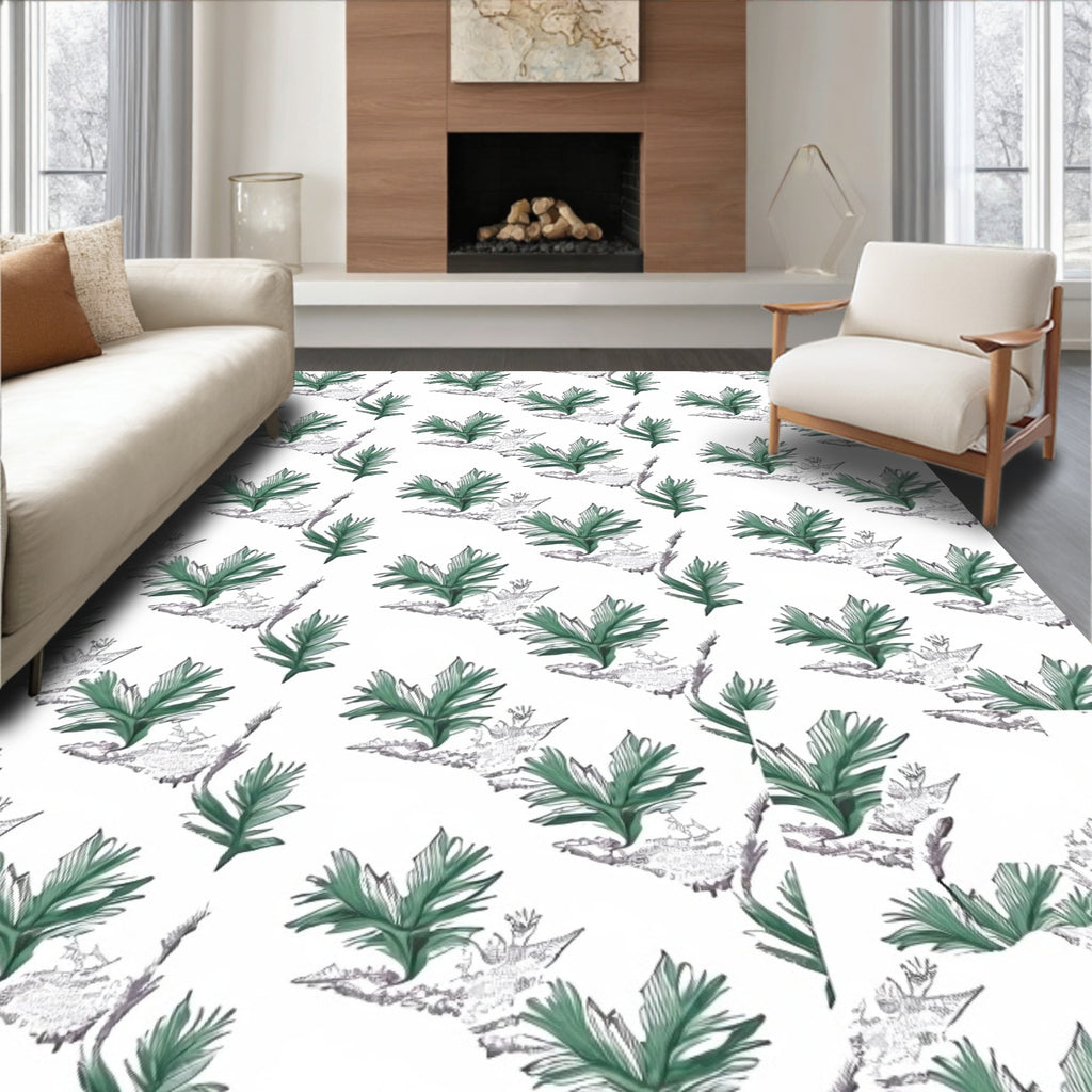 Forest Green Fern Cluster Repeat Rug