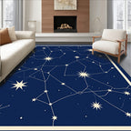 Deep Blue Celestial Constellation Stars Rug