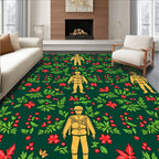 Golden Soldier Red Floral Garland Rug