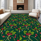 Dark Green Holly Berry Garland Rug