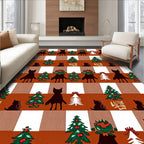 Festive Cats Christmas Trees Wreaths Buffalo Rug