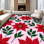 Vibrant Red Floral Garden Rug