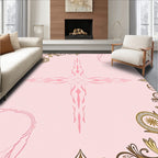 Elegant Pink Gold Floral Medallion Rug