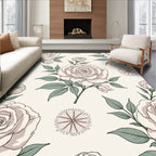 Cream Rose Garden Botanical Arrangement Rug