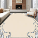 Elegant Silver Scrollwork Corner Motif Rug