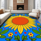 Sunny Yellow Floral Garden Rug