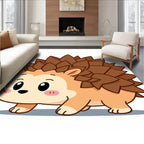 Cute Brown Hedgehog Animal Character Rug