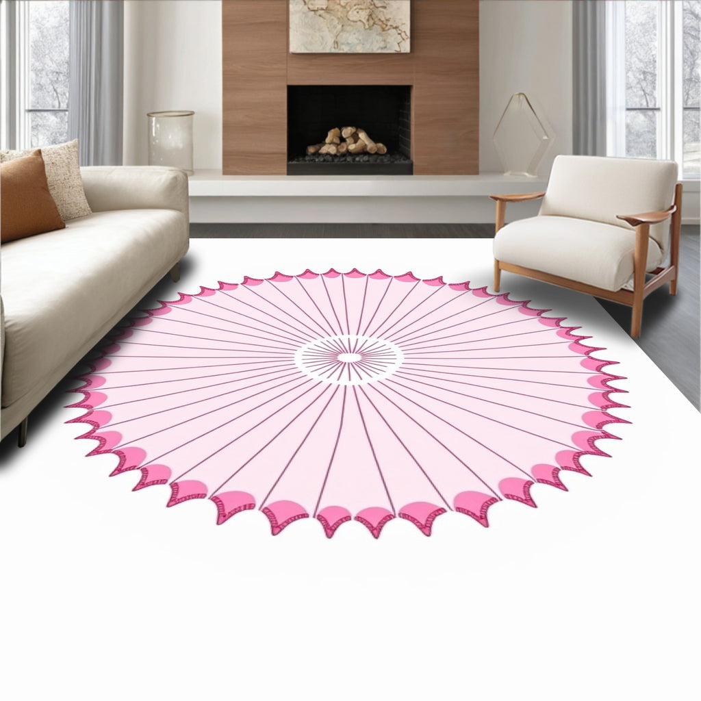 Pink Petal Radiating Mandala Rug