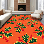 Vibrant Red Berry Leaf Arrangement Rug