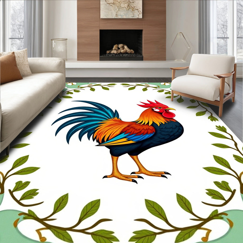 Vibrant Rooster Nature Frame Rug