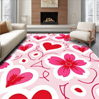 Pink Red Heart Flower Garland Rug
