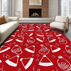 Red White Festive Holiday Ornaments Rug