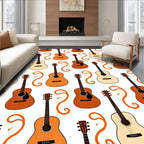Warm Wood Acoustic Guitars Swirls Rug