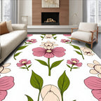 Pink Floral Meadow Nature Arrangement Rug