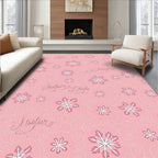 Pink Snowflake Swirls Script Rug