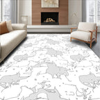 Minimalist Gray Elephant Sketch Repeat Rug