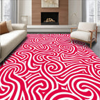Crimson Swirl Abstract Organic Lines Rug