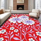 Vibrant Red Butterfly Floral Meadow Rug