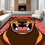 Happy Rottweiler Red Geometric Rug