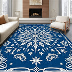 Deep Blue and White Floral Medallion Rug