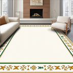Gold Green Intricate Floral Border Rug