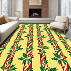 Festive Red Green Leaf Stripe Rug