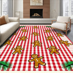 Christmas Gingham Gingerbread Man Scatter Rug