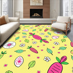 Cute Pink Carrot Floral Yellow Scatter Rug