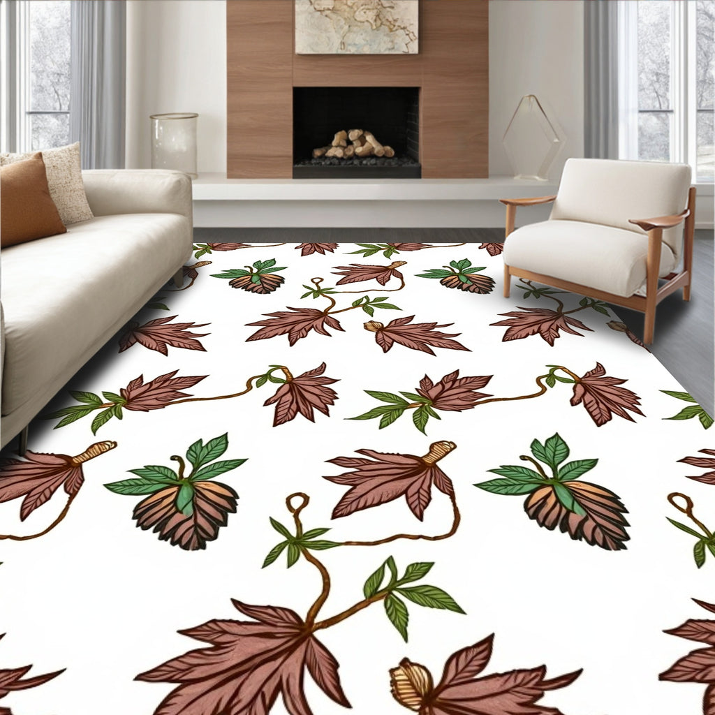 Terracotta Leaf Vine Cluster Rug