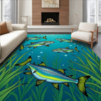 Underwater School Blue Yellow Fish Rug