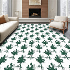 Deep Forest Green Pine Branches Rug