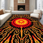 Radiant Sunburst Black Abstract Rug
