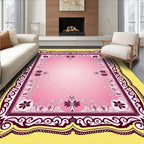 Ornate Pink Floral Bordered Rug