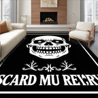 Menacing Black White Skull Portrait Rug