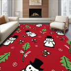 Festive Snowman Red Holiday Mittens Rug