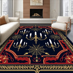 Gothic Dark Blue Candelabra Spiderweb Rug