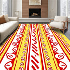 Red White Yellow Vertical Ribbons Rug